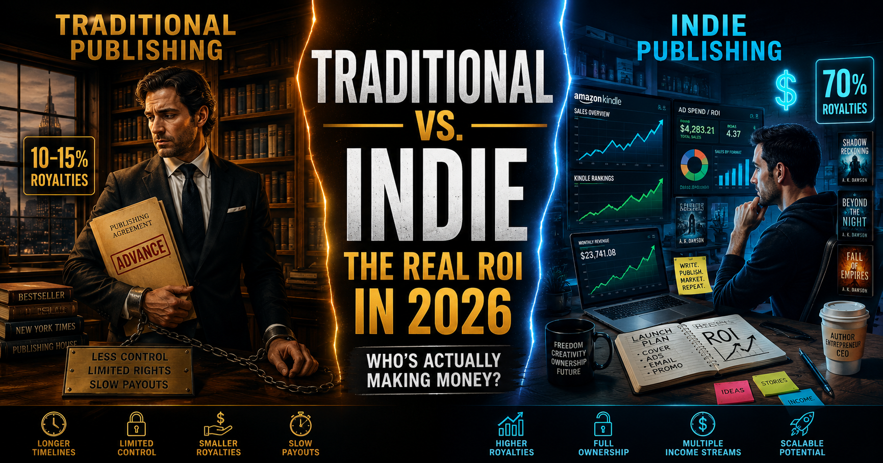 Traditional vs. Indie Publishing in 2026: The Brutal Truth About ROI for Fiction Writers